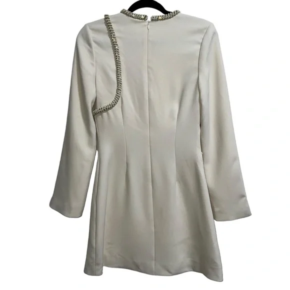 NEW NWT Jonathan Simkhai Katherine Diamante Embroidery Cutout Mini Dress Nougat